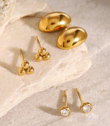 Троен сет обеци на винт с циркон