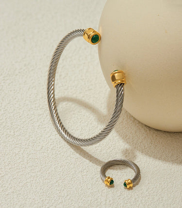 Твърда гривна rope chain с малахит