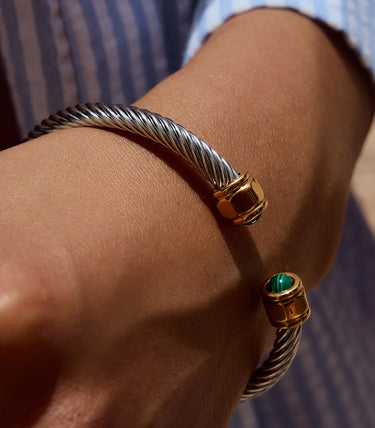 Твърда гривна rope chain с малахит