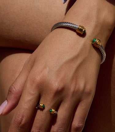 Твърда гривна rope chain с малахит