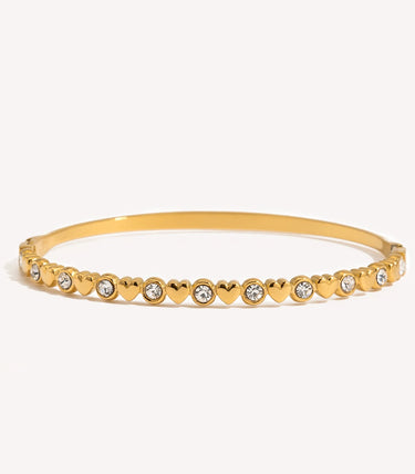 Твърда гривна snap clasp с циркони и сърца