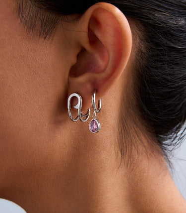 Висящи обеци халки с розов циркон