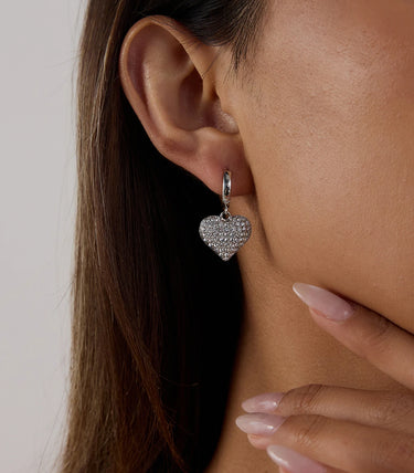 Висящи обеци халки сърца с циркони