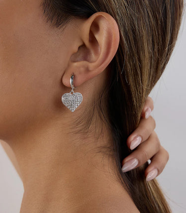 Висящи обеци халки сърца с циркони