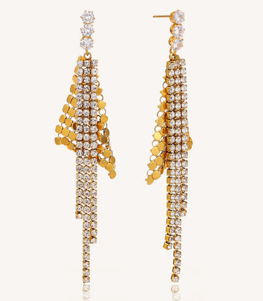 Висящи обеци на винт с циркони и плетка