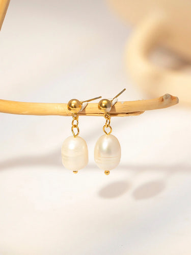 Висящи обеци на винт с овална перла