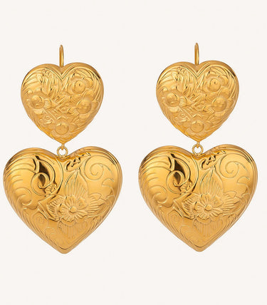 Висящи обеци сърца с флорални орнаменти